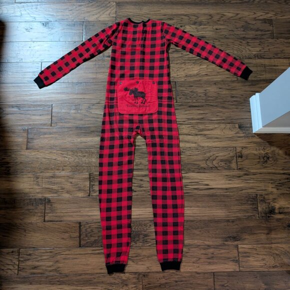 Kids Hatley little Blue House onesie union suit pajamas red plaid size 14 - Picture 2 of 14